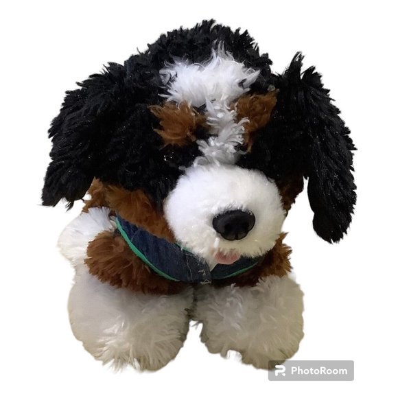 BAB Promise Pets Bernese Mountain  12" Plush Dog Collar Blue Jean Jacket Hood - Picture 3 of 12